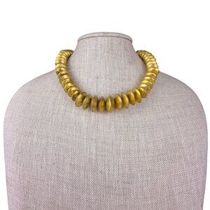 Handcrafted Gold Tone Brass Statement Necklace 15-Inch Collar Marcas 950 Marked